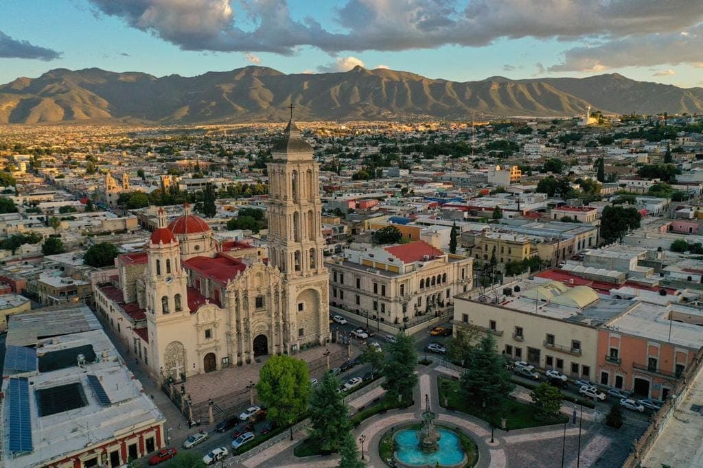 Vista aérea del centro histórico de Saltillo, Coahuila